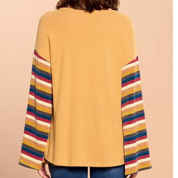 Boho Bell Sleeve Sweater Mustard Yellow - Picture 2 of 7